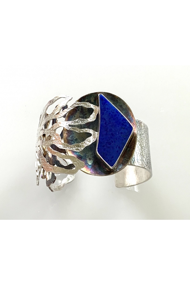 Sterling silver and lapis cuff