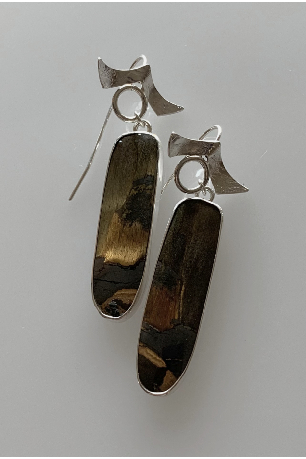 Sterling silver and tigereye.