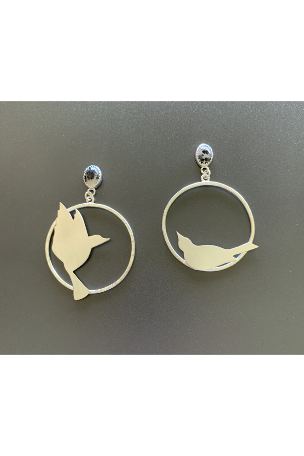 Sterling silver, Montana agate, birds, silver jewelry
