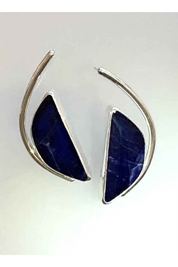 Sterling silver, lapis, earrings.