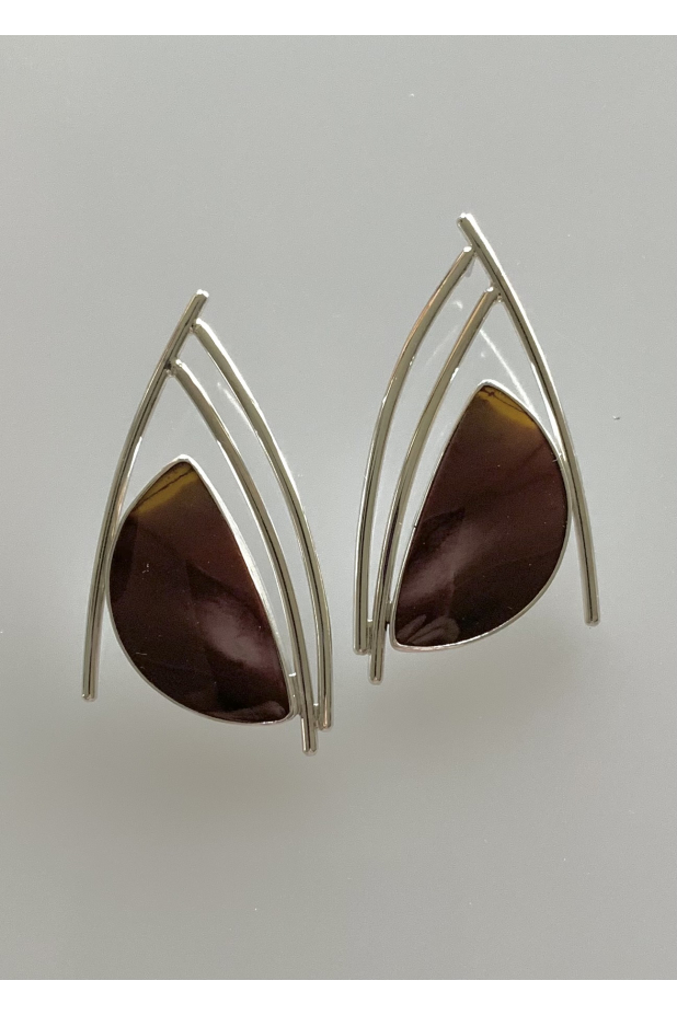 Earrings, Australian moukaite, sterling silver
