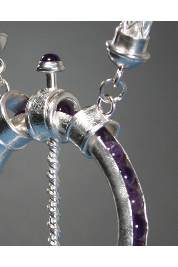 Neckpiece. Anticlastic SS, amethyst
