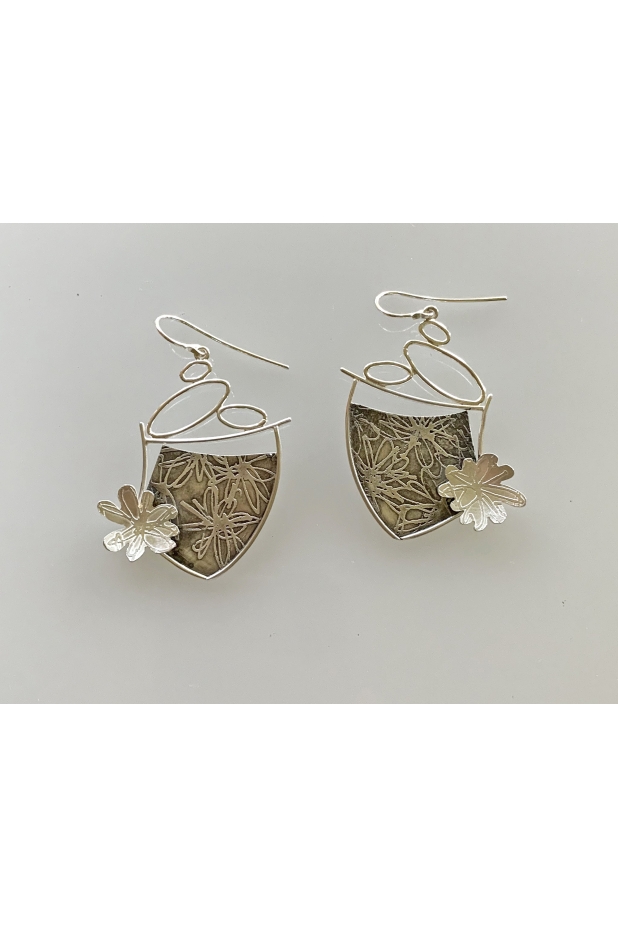 Etched sterling silver earrings