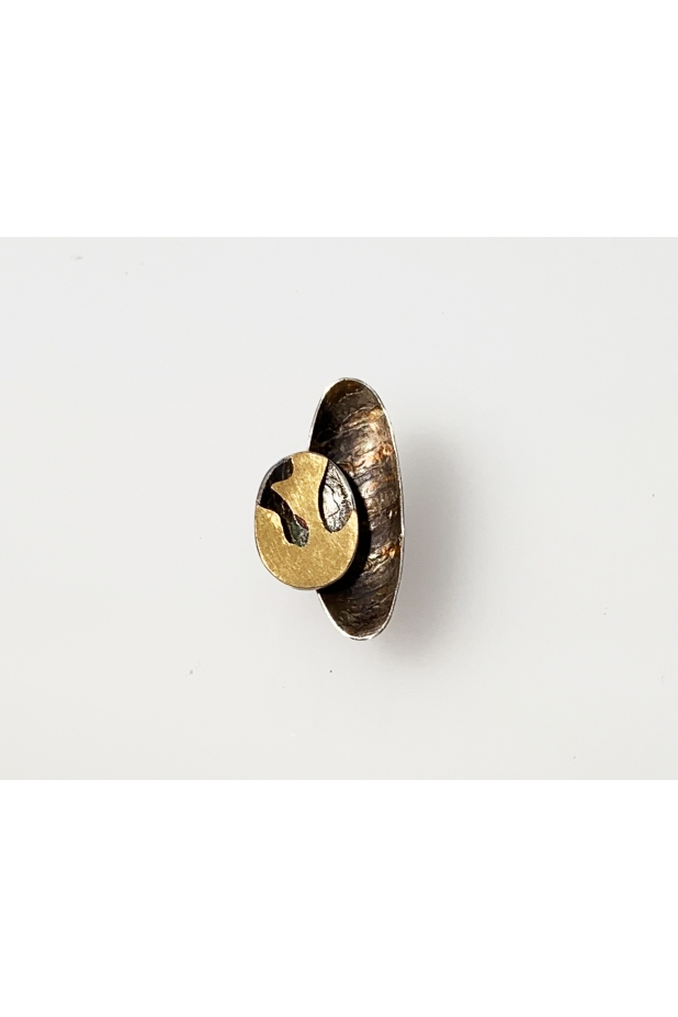 Silver and gold ring with patina.