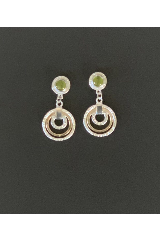 Silver and gold bracelet, earrings, and pendant set