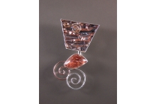 "In the Wind" Brooch.  Folded copper, silver, 14 and 18k gold, rutilated quartz