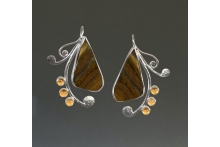 Earrings Sterling silver, tigereye, citrines