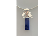 Backyard Birds, sterling silver, lapis, neckpiece, fine silver chain.