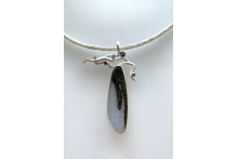 Psilomelene in quartz, sterling silver, sapphire, tanzanite neckpiece