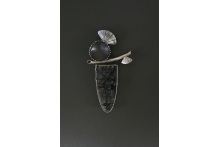 "Midnight Moon"  Pin Sterling silver, Picasso stone, patina.